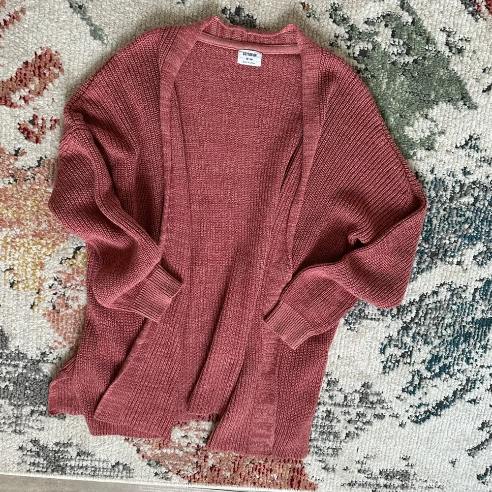 Cotton On Women's Archy Cardigan Sweater Size Medium Canyon Rose Marsala Twist - Picture 7 of 16